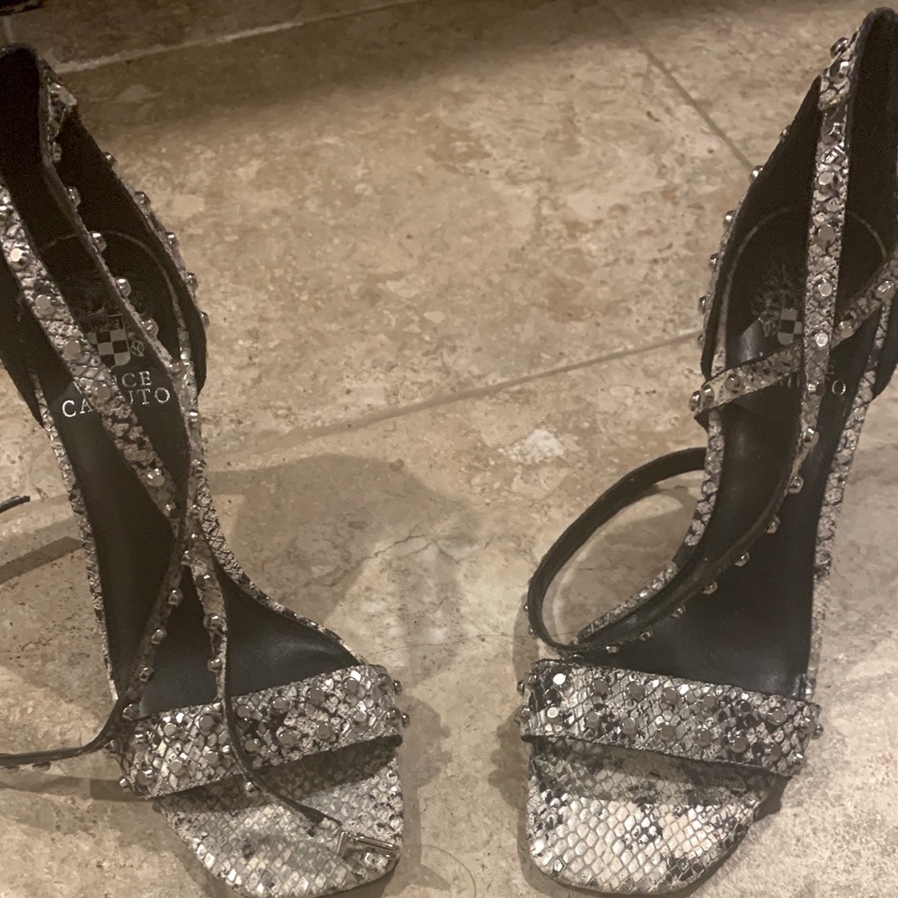 Vince Camuto Snakeskin Wrap Around Studded Sandals